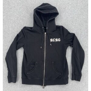BCBG Generation Women's Full Zip Hoodie Black Graphic Logo Size M